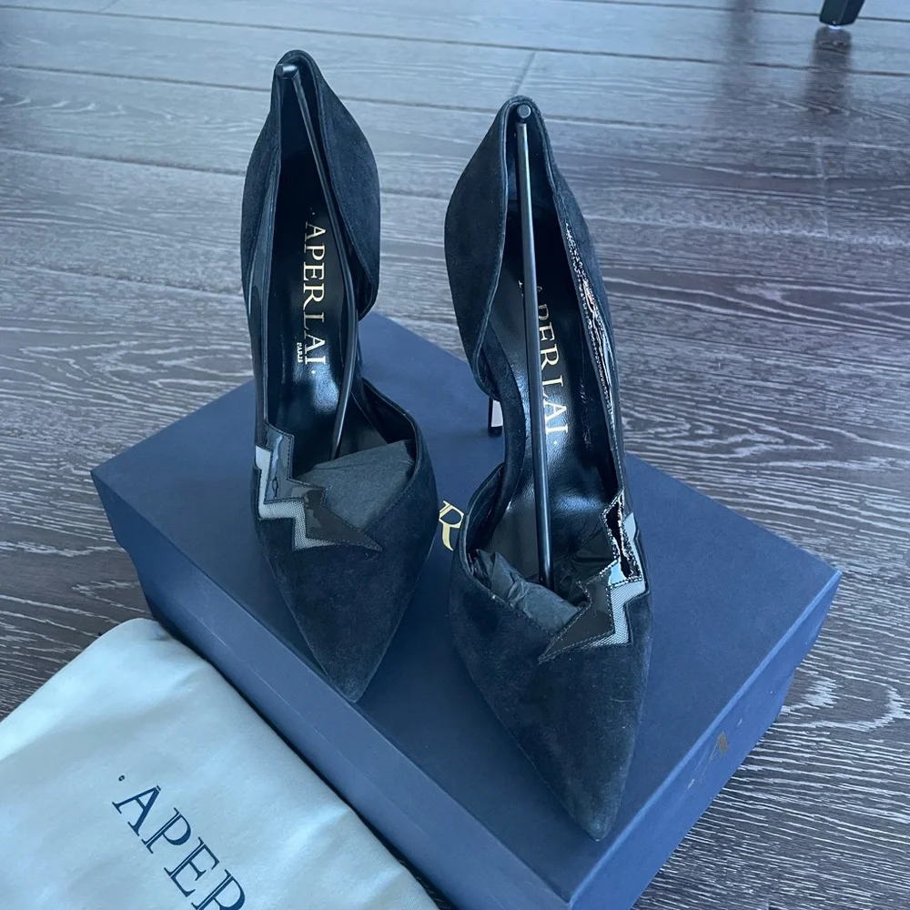 New in Box Aperlai Heels Size 38.5 - Black - Picture 7 of 11